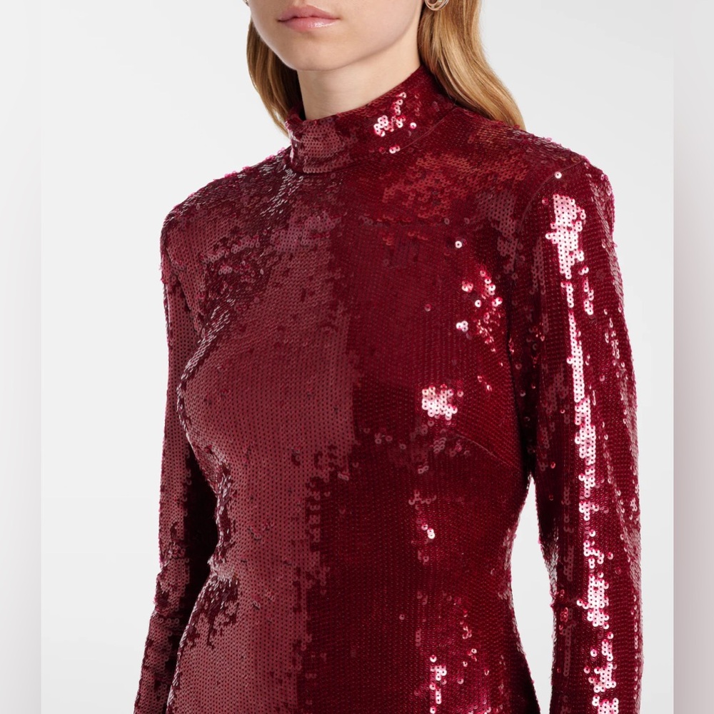 Veronica Beard Stylee Burgundy Sequin Long-Sleeve Mini Dress